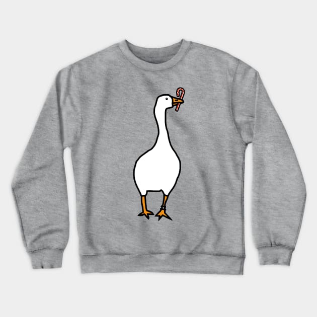 White Goose Steals Christmas Candy Cane Crewneck Sweatshirt by ellenhenryart